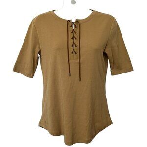 Lauren Ralph Lauren Black Label Womens Cotton Lace Up Shirt PM/M Classic Western